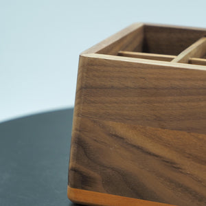 Handcrafted Black Walnut Cutlery Holder, 4-Compartment Utensil Organizer