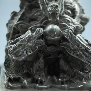 Pure Copper Nine-Dragon Seal Ornament: Imperial Desk Decor