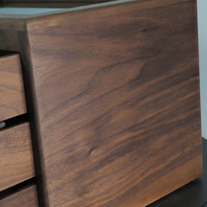 Japanese Black Walnut Jewelry Organizer, 3-Layer Velvet Drawers, Large Capacity Storage Box