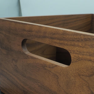 Black Walnut Storage Basket, Household Divider Organizer Box, Handled Cosmetic & Misc Storage