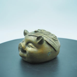 Pure Copper Pig Figurine: Good Fortune Coin Bank Ornament