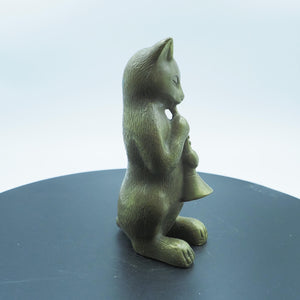 Copper Cat Figurine: Rustic Clarinet Player