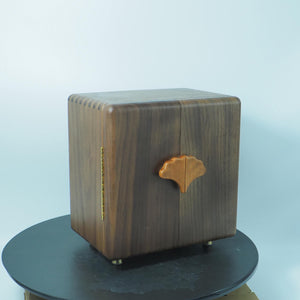Black Walnut Jewelry Box, Square 5-Layer Organizer, Floral Handle Design