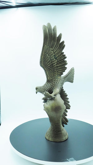 Hand-Carved Brass Eagle statuewith Grand Vision Design, Majestic Eagle Decorative Gift