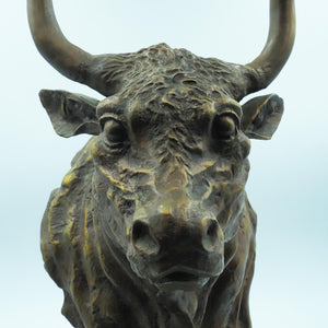 Large Handcrafted Pure Copper Bull Head - European Style Ornament