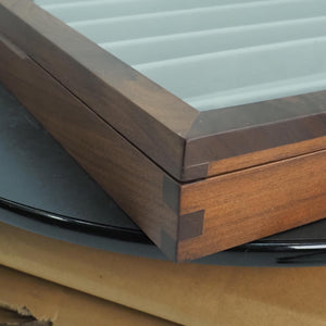 Women  Black Walnut Watch Box, Bracelet & Necklace Organizer, Rectangular Glass Display Design