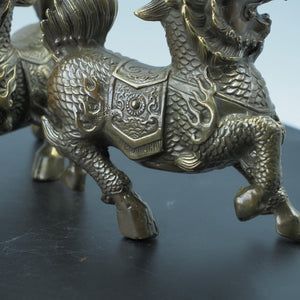 Copper Qilin Figurines: Antique Style Wealth Ornament Pair