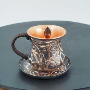 Hand-hammered Chasing Copper Mug Set, Engraved Coffee Cup , Artisan Drinkware