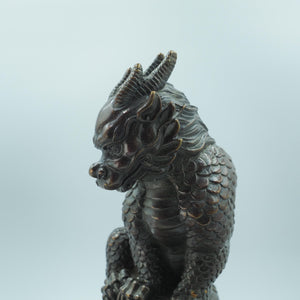 Pure Brass Kylin Statue, Water Absorbing Mythical Beast, Pillar Style Water Avoidance Guardian