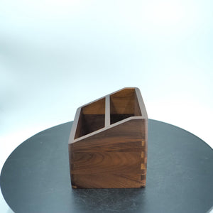 Handmade US Black Walnut Remote Holder, Wooden Office Organizer
