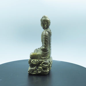 Vintage Style Pure Brass Amitabha Buddha Statue, Antique Finish Shakyamuni
