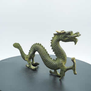 Bronze Dragon Grasping Pearl Statue: Antique Style Feng Shui Ornament