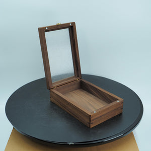 Handmade Black Walnut Keepsake Box: Ribbed Glass Lid, Minimalist Decor