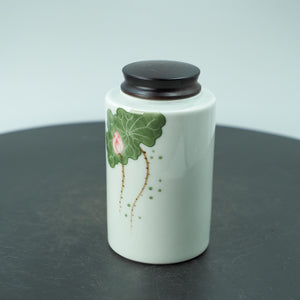 White Porcelain Lotus Jar, Hand-Painted Storage Canister, Airtight, Moisture-Proof