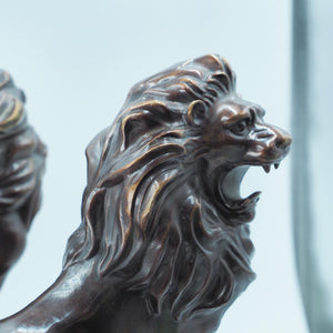 Pair of Majestic Pure Copper Lion Statues, Bank Entrance Guardians