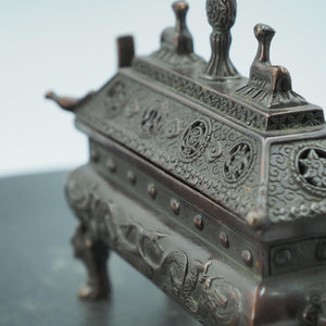 復古藏銅龍收納盒：吉祥香爐