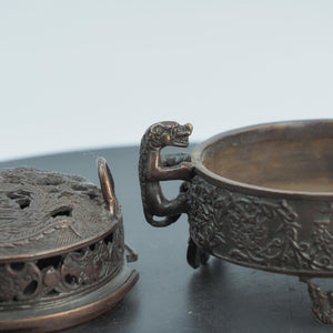 Antique Copper Dragon & Phoenix Incense Burner Box