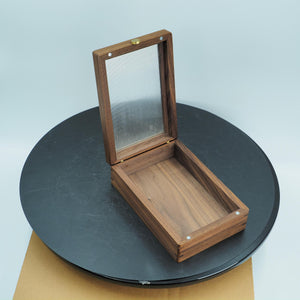 Handmade Black Walnut Keepsake Box: Ribbed Glass Lid, Minimalist Decor