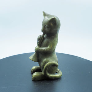 Copper Cat Figurine: Rustic Clarinet Player
