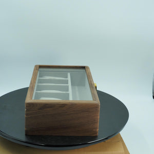 Elegant Black Walnut Watch & Bracelet Box, Glass Lid Display Case, Luxury Organizer