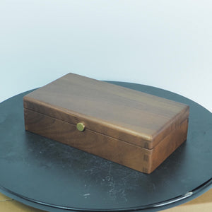 Premium 6-Compartment Black Walnut Desktop Organizer, Adjustable Divider Storage Box