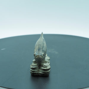 Pure Copper Golden Dragon Fish Figurine with Money Base, Symbol of Abundance and Prosperity