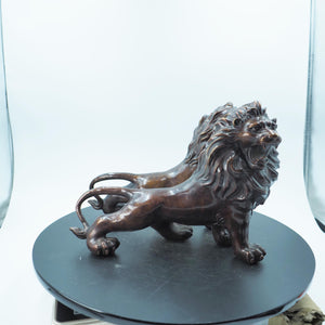 Pair of Majestic Pure Copper Lion Statues, Bank Entrance Guardians