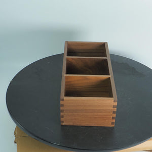 Handcrafted Black Walnut Wooden Organizer, 3-Compartment Desk Tray