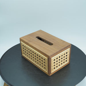 Walnut Rattan Tissue Box Cover, Handmade Wooden Tissue Holder, Nordic Style Decorative Napkin Case, American Black Walnut Tissue Dispenser