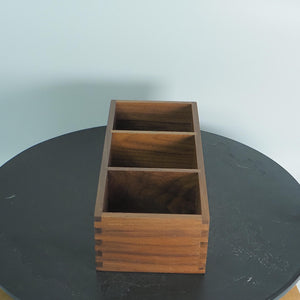 Handcrafted Black Walnut Wooden Organizer, 3-Compartment Desk Tray