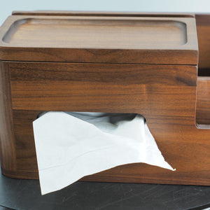 Black Walnut Desk Organizer: Remote Holder, Modern Wood Storage
