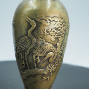 Pure Copper Dragon and Crane Vase: Chinese Artistry Ornament