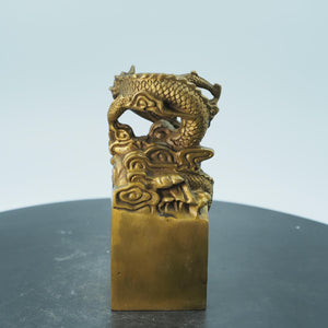 Antique Style Copper Dragon Seal: "Dragon Ruling the World" Collectible