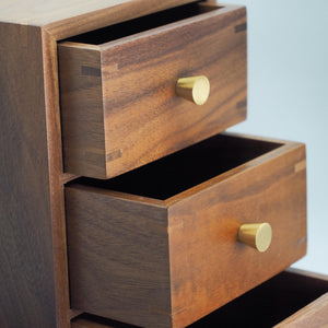 Handcrafted Black Walnut 3-Drawer Box, Solid Wood Desktop Organizer