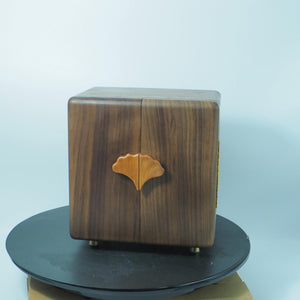 Black Walnut Jewelry Box, Square 5-Layer Organizer, Floral Handle Design
