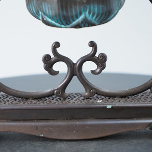 Copper Double Dragon Incense Burner: Hanging Lotus Plate Censer