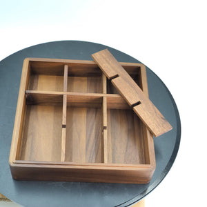 Black Walnut Watch Storage Box, Glass Lid, 9-Grid Organizer, Luxury Wooden Display Case