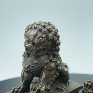 Antique-Style Copper Zen Lion Statues: Home Protection Feng Shui Decor