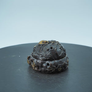 Antique Brass Nine-Tailed Fox Incense Burner Box: Copper Storage