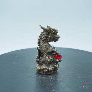 Pure Copper Azure Dragon Figurine: Chinese Desktop Ornament