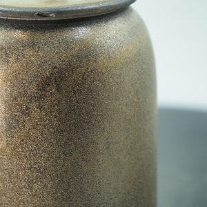 Handmade Ceramic Jar with Lid: Gilded Brown Pottery Storage