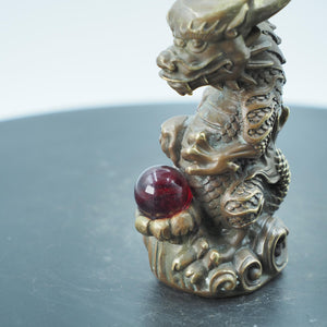 Pure Copper Azure Dragon Figurine: Chinese Desktop Ornament