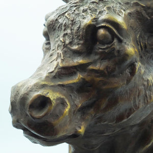Large Handcrafted Pure Copper Bull Head - European Style Ornament
