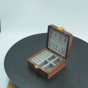 Mini Black Walnut Jewelry Box, Exquisite Travel-Friendly Design, Portable Jewelry Organizer