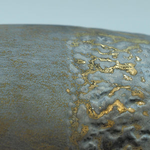Handmade Gilded Ceramic Storage Jar: Rustic Pottery Canister with Lid