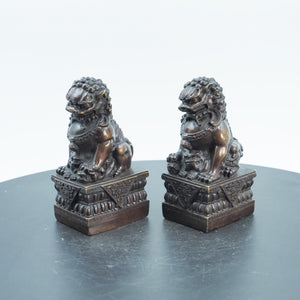 Brass Feng Shui Lion Figurines: Miniature Door Guardians (Set of 2)