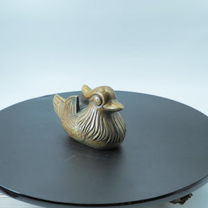 Antique-Style Aged Brass Mandarin Duck Figurine, Symbol of Harmony and Peace