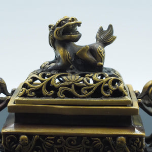 Copper Double Dragon Incense Burner: Aromatherapy Storage Container