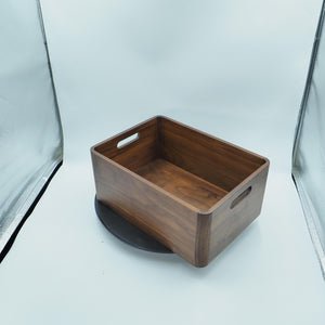 Handcrafted Black Walnut Wooden Storage Crate with Handles