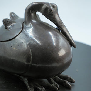 Large Thickened Vintage-Style Pure Copper Swan Figurine, Plump Body, Antique Finish